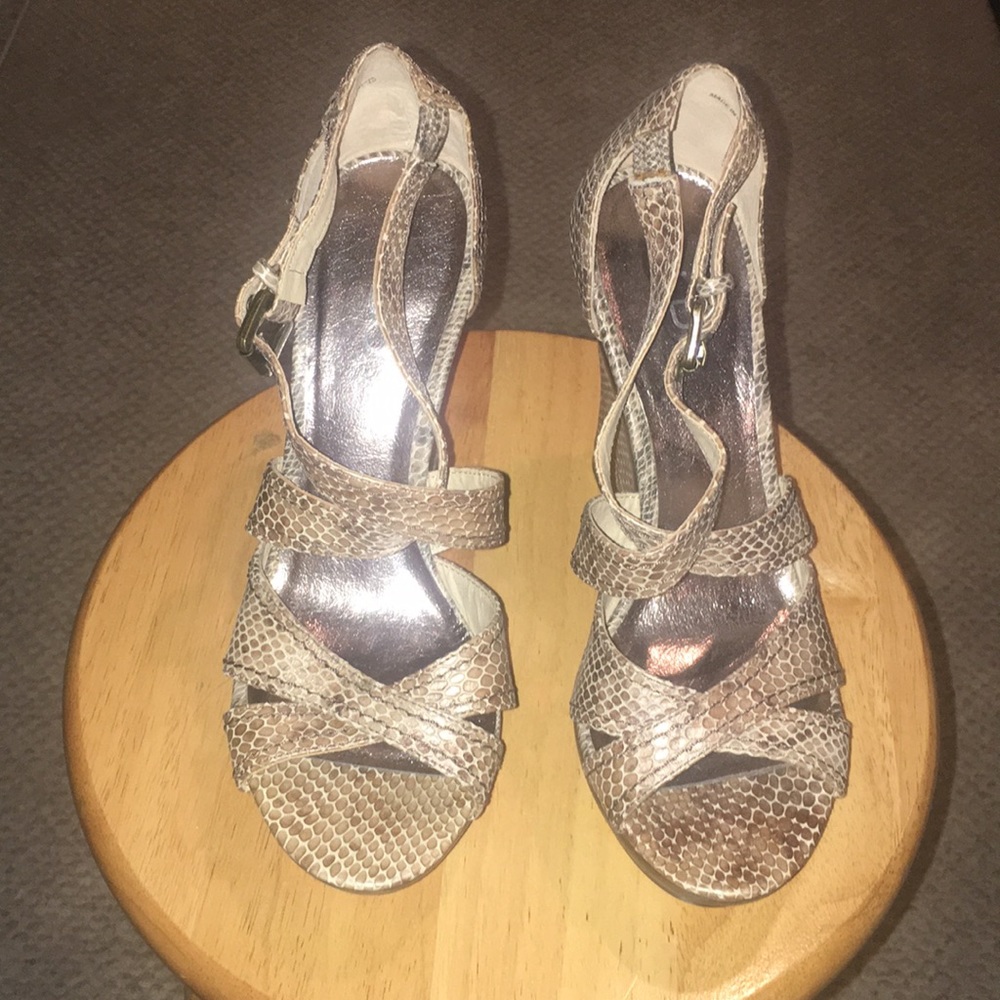 Aldo Snake Skin Pattern Strappy Wedges